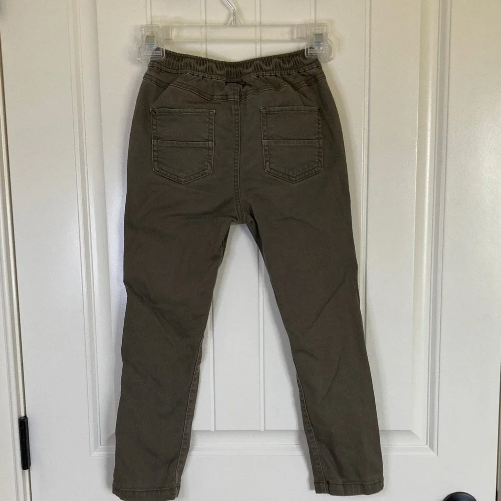 Boden Childrens Pull On Grey Green Elastic Waist Pants Size‎ 7Y Pockets Cotton